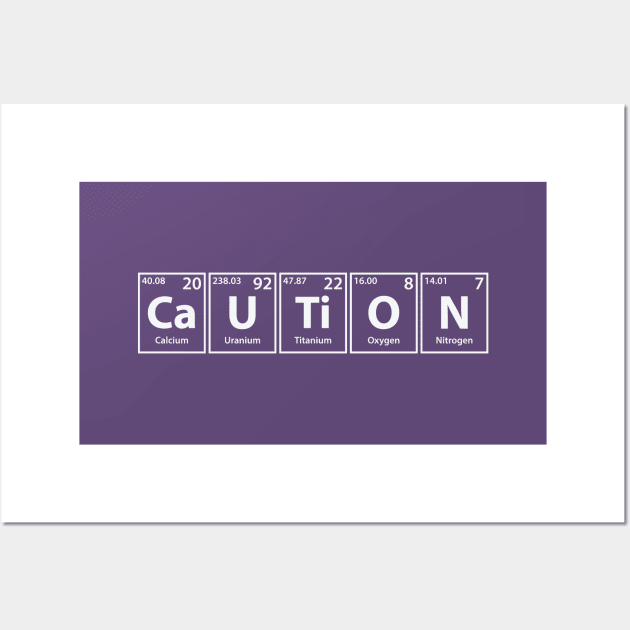 Caution (Ca-U-Ti-O-N) Periodic Elements Spelling Wall Art by cerebrands